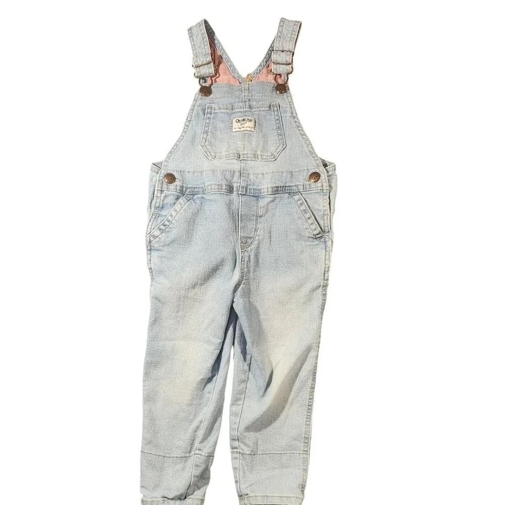 OshKosh B'gosh Overalls Girls XS Blue Denim Vestbak One Piece Light Wash‎ Bib